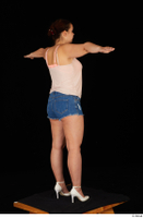  Sofia Lee casual dressed high heels jeans shorts standing t poses tank top whole body 0006.jpg